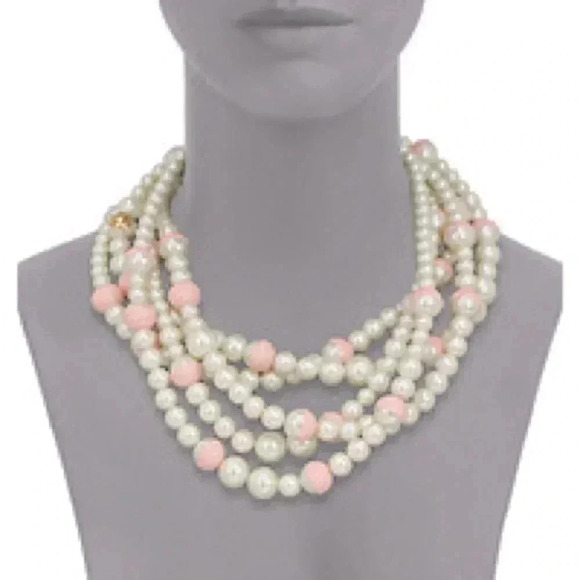 NWOT Rare Tory Burch Dipped Evie Pearl Statement Necklace - Picture 9 of 9